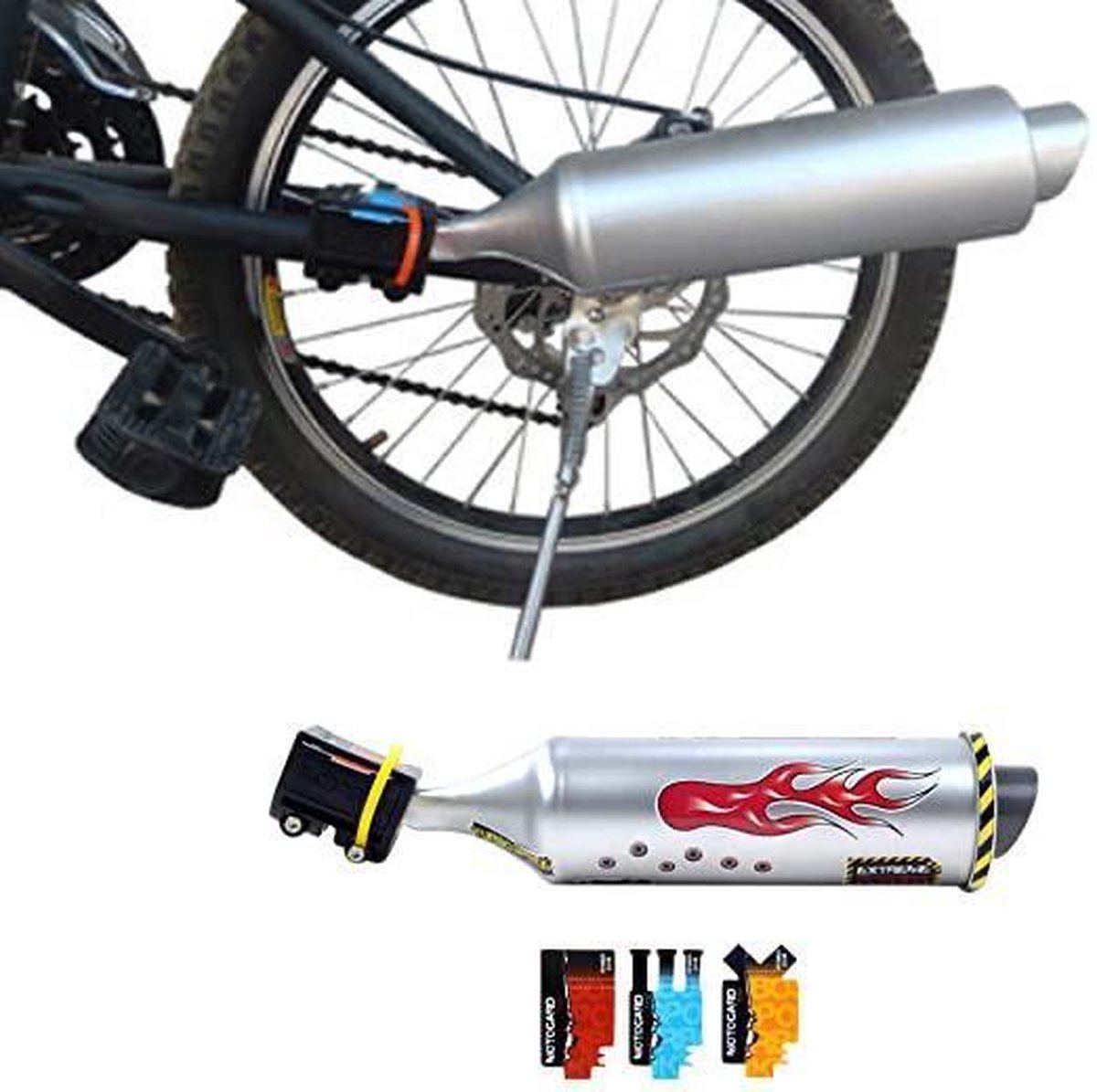 Afbeelding 2 van Fiets Uitlaatpijp Kinderen - Fiets Uitlaatpijp Motor - Motorgeluiden - Fiets Uitlaatsysteem - Knalpijp Fiets - Fiets accessoires kind - Turbospoke