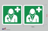 Docter pictogram hier aanwezig sticker set