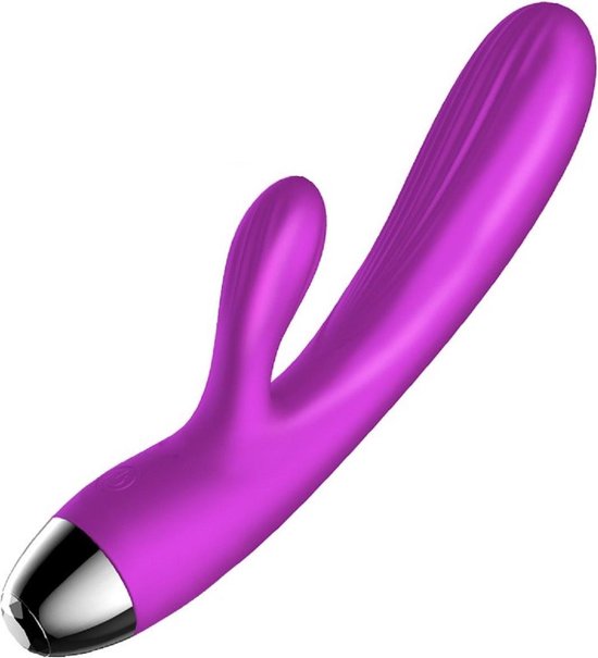 Foto: Foxshow brilliant x7 wibrator silicone vibrator met pulsering 7 functies waterdicht oplaadbaar via usb paars