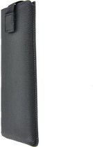 Echt Lederen Pouch Pocket Zwart Insteekhoesje voor Motorola Moto G5S Plus