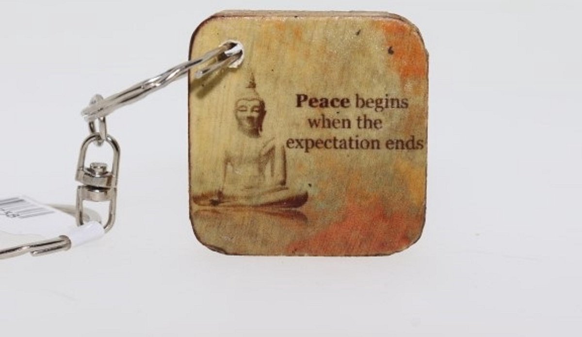Quote sleutelhanger 3x3 cm Peace begins when