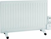 HN® Elektrische Verplaatsbare Verwarming 105 x 9.2 x 61cm | 800 Watt, Thermostaat | Staand of met Wandbevestiging | Radiator met draaiende wielen | Elektrische kachel | Verwarmende wand