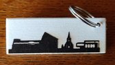 Sleutelhanger Heerenveen  Skyline - Gebrand hout - Sleutelhanger - 6.5cm x 2.7cm x 6mm - Thialf - Populierenhout