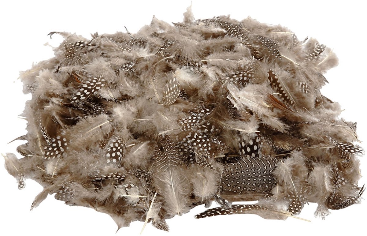 Parelhoen veren, naturel, 50 gr