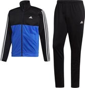 Adidas back 2 basics 3 stripes trainingspak in de kleur zwart/blauw.