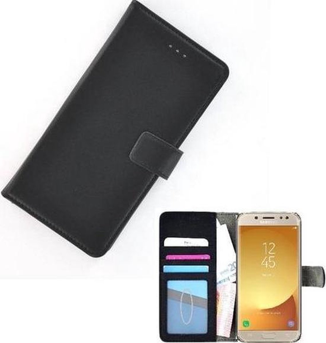 Samsung Galaxy J5 2017 Wallet Bookcase effen Zwarte smartphone hoesje
