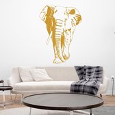 Muursticker Olifant -  Goud -  60 x 82 cm  -  slaapkamer  woonkamer  dieren - Muursticker4Sale