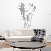 Muursticker Olifant -  Zilver -  87 x 120 cm  -  slaapkamer  woonkamer  dieren - Muursticker4Sale