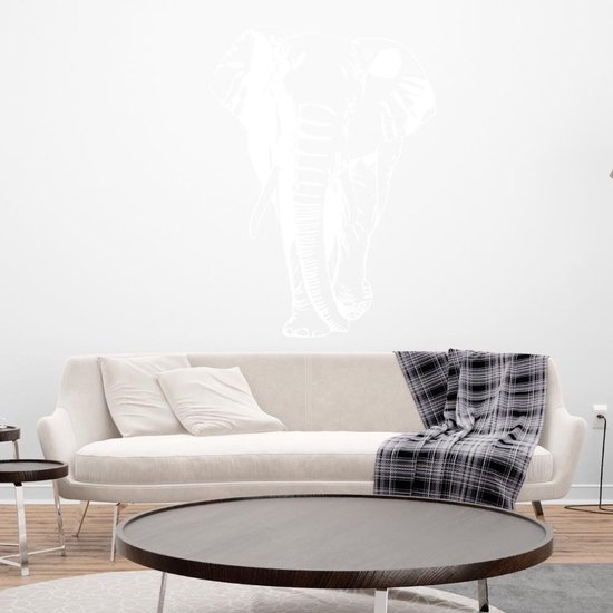 Muursticker Olifant - Wit - 60 x 82 cm - slaapkamer woonkamer dieren