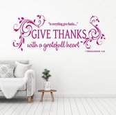 Muursticker Give Thanks - Roze - 120 x 48 cm - woonkamer engelse teksten religie