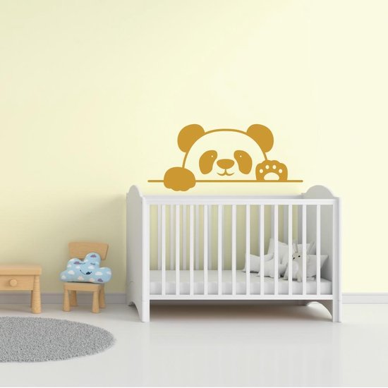 Muursticker Pandabeer - Goud - 60 x 25 cm - baby en kinderkamer - muursticker dieren alle muurstickers baby en kinderkamer