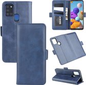 Samsung Galaxy A21s hoesje - Luxe wallet bookcase - Blauw - GSM Hoesje - Telefoonhoesje Geschikt Voor: Samsung Galaxy A21s