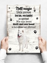 Wandbord hond: Samojeet - 30 x 42 cm