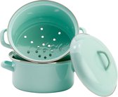 Lite-Body - Magnus Stoompan Aardappelkoker 22 cm - 3 delig - Emaille - Mintgroen