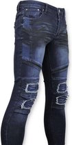 Heren Biker Jeans Ripped - 3027 - Blauw