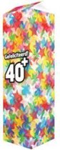 Verjaardag - Melkpak - Gefeliciteerd 40+ - Gevuld met een snoepmix - In cadeauverpakking met gekleurd lint