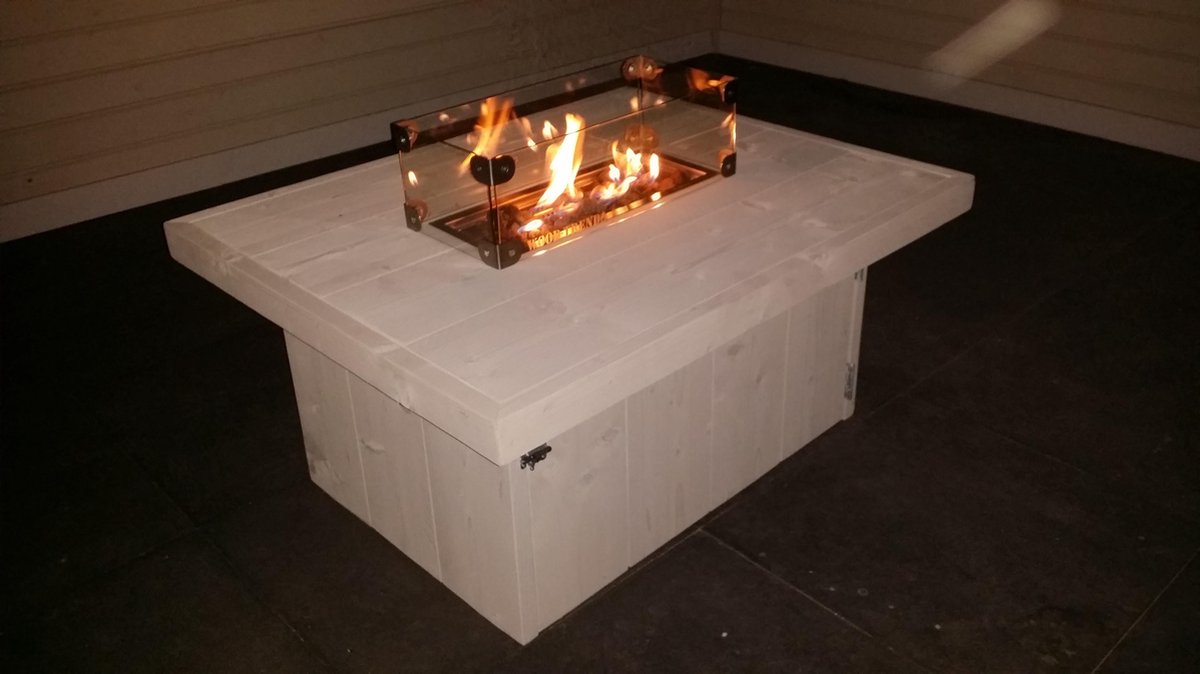 Vuurtafel Tree Terrasverwarmer White Wash steigerhout 80x100x50cm