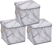 Set van 6x stuks opberg boxen / opberg doos dozen marmer print 31 x 31 x 31 cm - Inhoud 44 liter