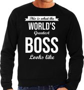 Worlds greatest boss cadeau sweater zwart voor heren - verjaardag kado trui voor een werkgever / baas / directeur XXL