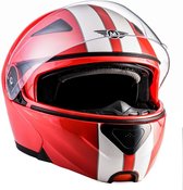 MOTO F20 Racing red systeemhelm Flip-Up scooterhelm, motorhelm, rood, XS hoofdomtrek 53-54cm
