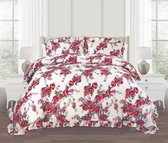 Dekbedovertrek Ruches & Bloemen - Bucket - Rood - Lits-jumeaux 240 x 200/220 cm + 2 kussenslopen