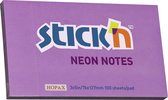 Stick'n sticky notes - 76x127mm, neon paars, 100 memoblaadjes
