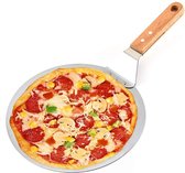 Pizzaschep RVS Rond voor BBQ of Oven - houten handvat 25.5cm Pizzaschep - Pizzaspatel - Taartschep -Spatel