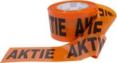 Kortpack - Afzetlint 75mm breed x 150mtr lang, 60my dik - Opdruk: AKTIE - Oranje lint + Zwarte Opdruk - 1 Rol - Waarschuwingslint - (026.0870)
