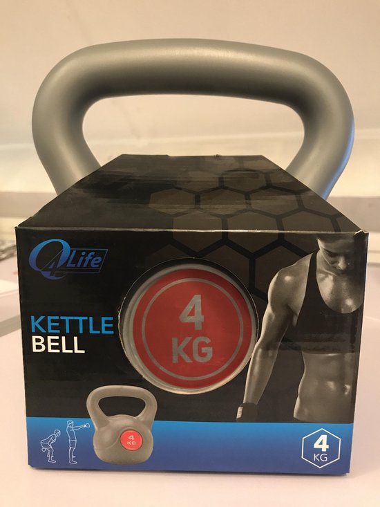 Q4Life Kettlebell - 4kg - grijs - rood - compact | bol.com