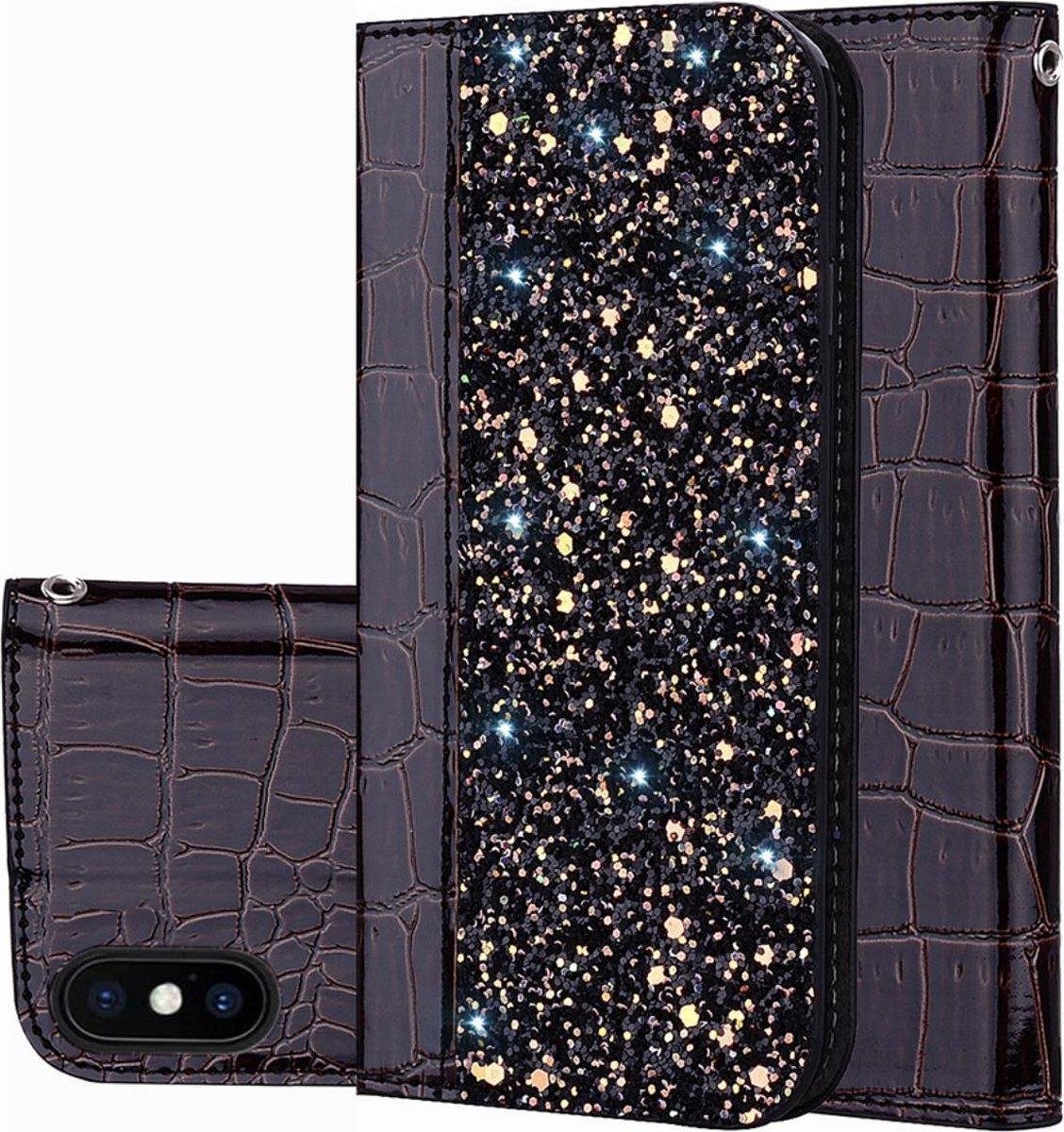 Geschikt voor Apple iPhone XR Bookcase - Bruin - Krokodillen - Portemonnee Wallet Case