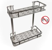 Aluminium Zelfklevend  Doucherekje voor in de Badkamer Geschikt voor Muur/Wand Bevestiging - Hangend  Rek - Douchemandje  - Ophangen zonder boren