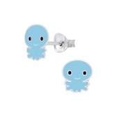 Joy|S -Zilveren octopus oorbellen blauw