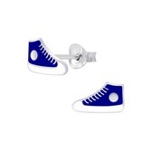 Joy|S - Zilveren sneaker oorbellen blauw gympies