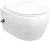 Ced'or glans wit ophang wc met rvs sproeier ( bidet ) rimfree toilet met geïntegreerde warm/koud kraan