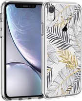 iMoshion Design voor de iPhone Xr hoesje - Bladeren - Zwart / Goud