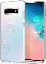 iMoshion Hoesje Geschikt voor Samsung Galaxy S10 Hoesje Siliconen - iMoshion Design hoesje - Wit / Transparant / Dandelion