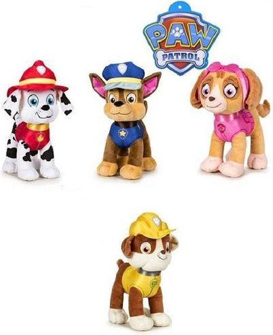 4 Peluches Paw Patrol 20 cm (Marshall, Skye, Chase and Rubble) | bol.com