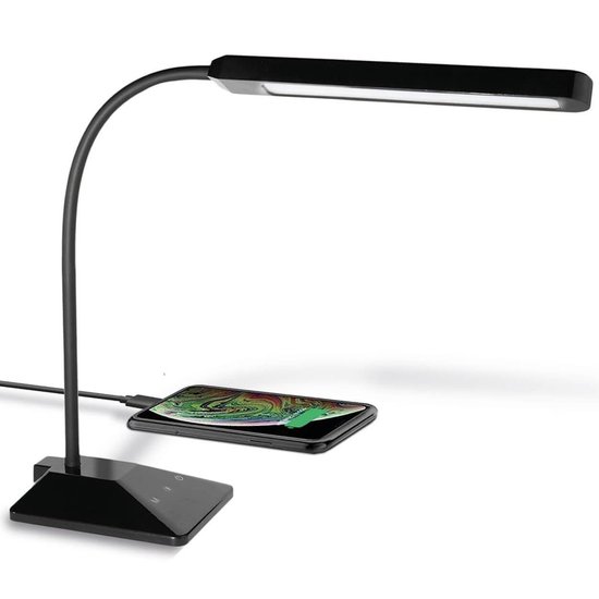 LifeGoods Bureaulamp - Verstelbaar - LED - Dimbaar - USB Oplader - Wit en Warm Licht - Zwart