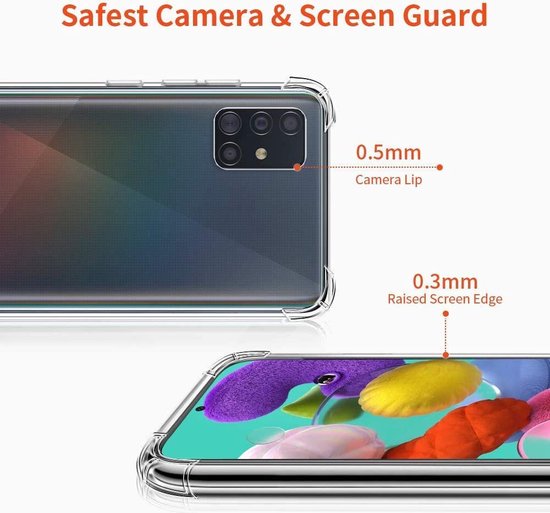Telefoonhoesje Geschikt voor: Samsung Galaxy A51 met koord - Kettinghoesje - Anti Shock - Transparant TPU - Draagriem voor Schouder / Nek - Schouder tas - ZT Accessoires - ZT Accessoires