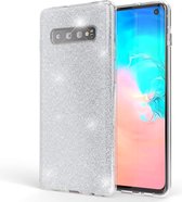 Samsung Galaxy S10 Hoesje Glitters Siliconen TPU Case Zilver - BlingBling Cover