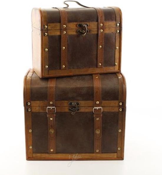 Shipley Reden Emotie World of Decorations houten koffer - Houten kist - Set van 2 - Houten  kistje met... | bol.com