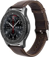 Smartwatch bandje - Geschikt voor Samsung Galaxy Watch 4 Classic, Watch 3 41mm, Active 2, 20mm horlogebandje - Leer - Fungus - Vintage - Donkerbruin