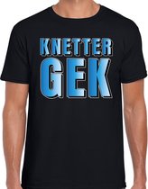 Knetter gek t-shirt zwart met blauwe letters voor heren XL