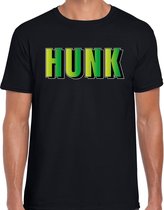 Hunk t-shirt zwart met groene letters voor heren S
