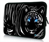 Sleevy 15.6 laptophoes zwarte tijger - laptop sleeve - laptopcover - Sleevy Collectie 250+ designs
