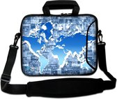 Sleevy 17,3 laptoptas blauwe wereldkaart