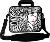 Sleevy 17,3 laptoptas artistieke vrouw in zwart/wit