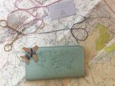 Portefeuille de voyage en cuir à personnaliser Blauw clair // Stitch Travel Wallet Mint