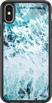 iPhone X/XS hoesje glass - Oceaan | Apple iPhone Xs case | Hardcase backcover zwart