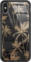 iPhone X/XS hoesje glass - Palmbomen | Apple iPhone Xs case | Hardcase backcover zwart